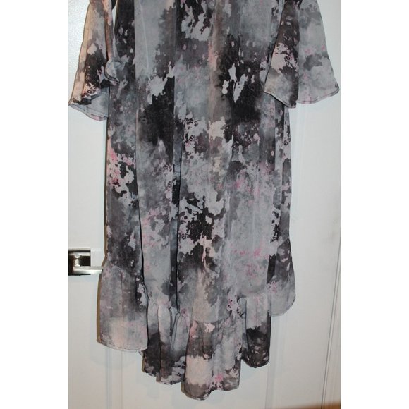 Bar III Floral Abstract Belted Ruffle Design 3/4 Sleeve Women's Dress Size Small - Picture 13 of 14